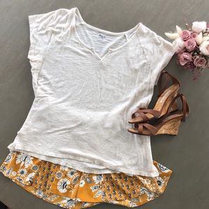 Madewell White and Orange Striped Shirt